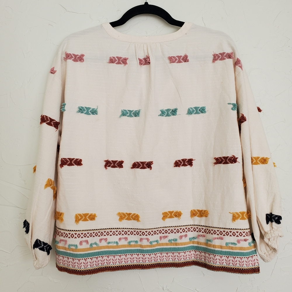 NWT Lou & Grey Embroidered Textured Boho Colorful Top - Picture 4 of 12